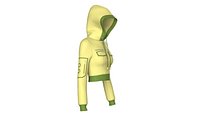 Girls Half-Zip Tactical Crop Hoodie With Pocket