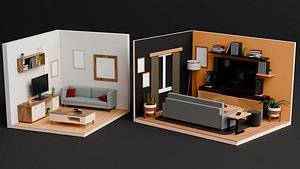 3D Isometric Living Room Pack 3D model