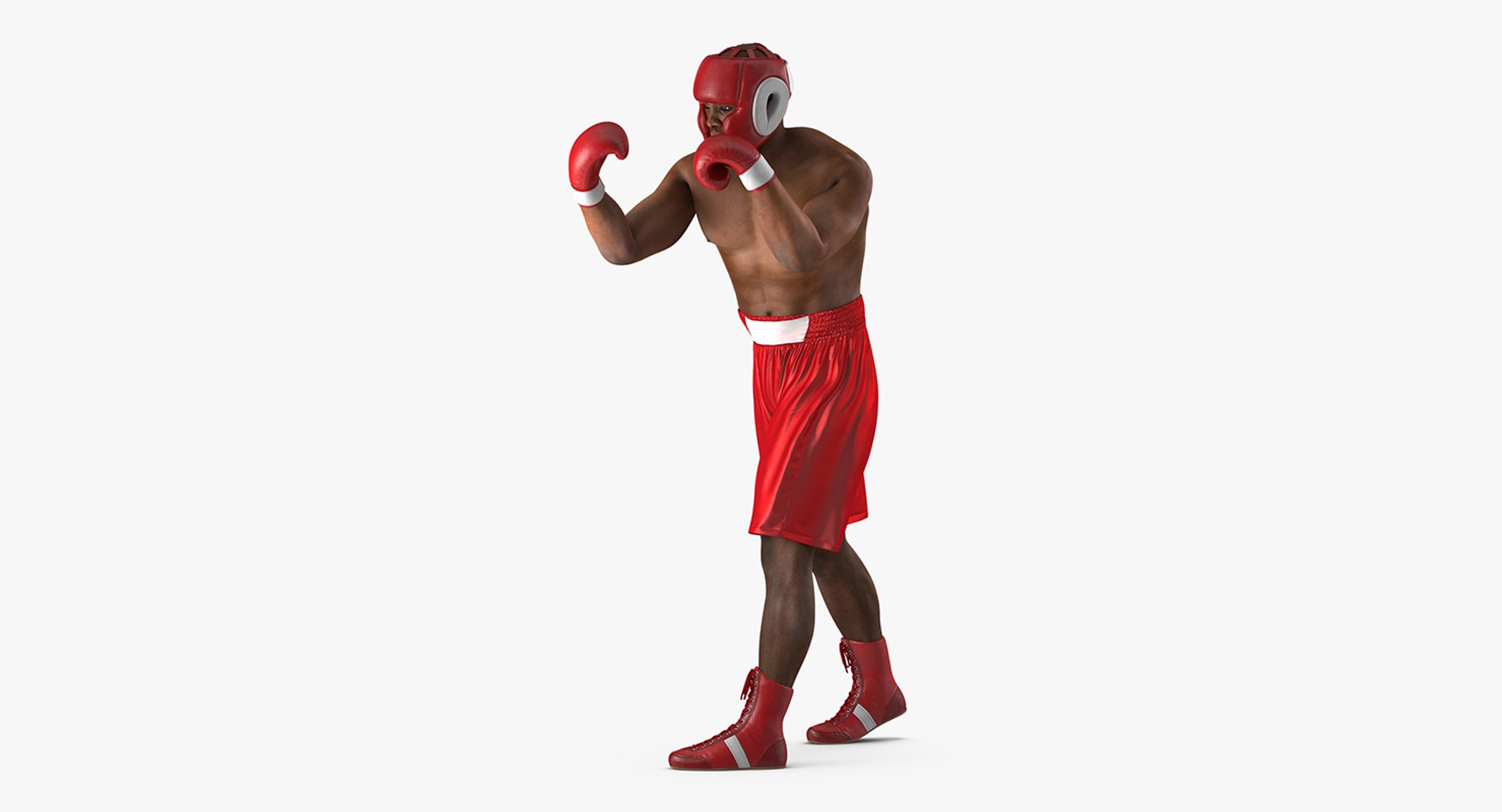 African American Boxer Red Suit Rigged 3D Model 3D model preview