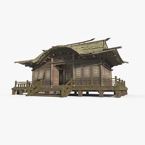 3D Ancient Asian Architecture Thatched Cottage Study