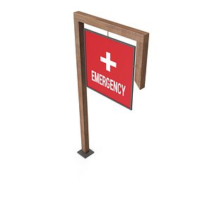 Wooden A-Frame Emergency Service Sign 3D