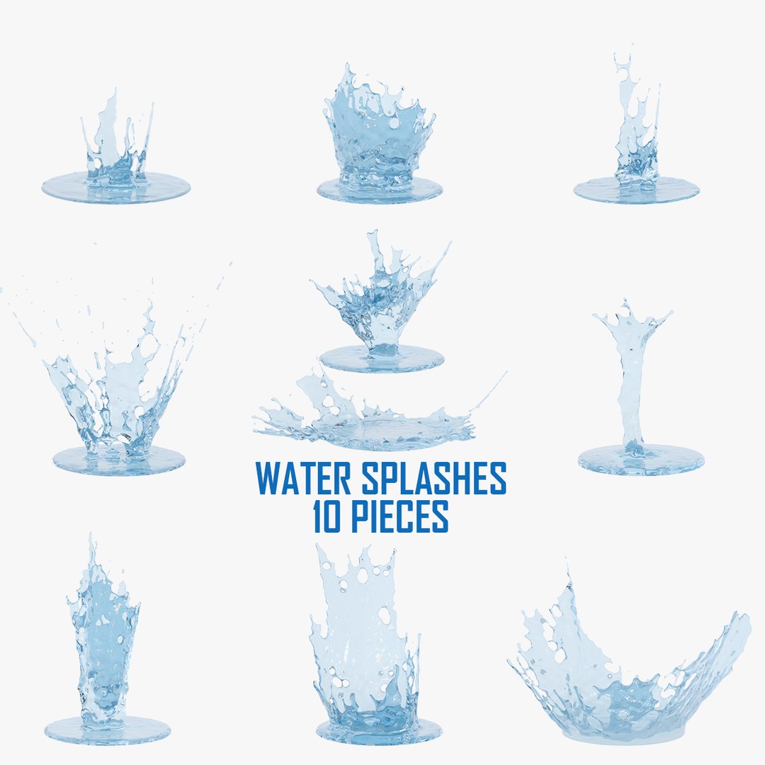 3D Water Crowns Splash Set - TurboSquid 1847112