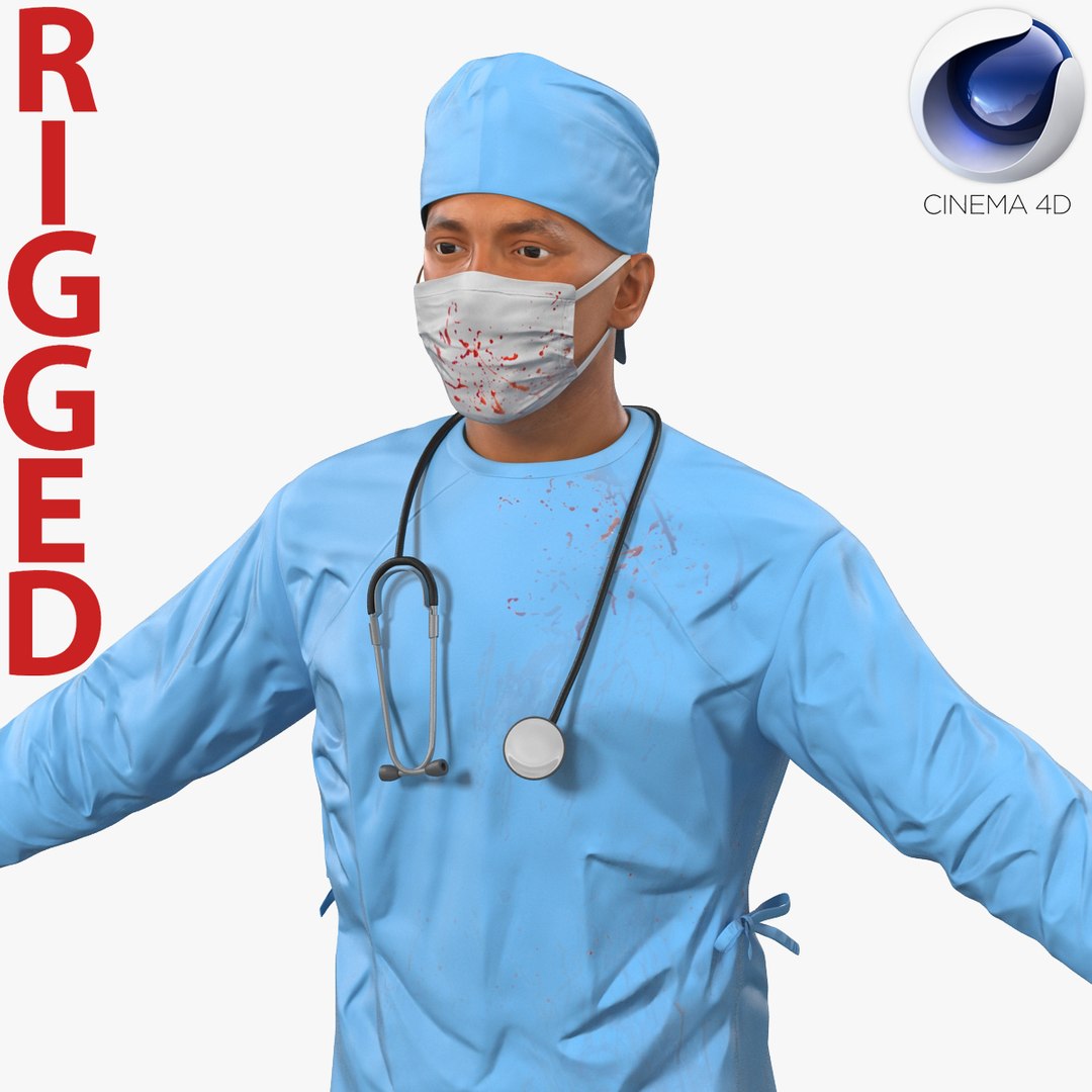 Male Surgeon Mediterranean Rigged 3 for Cinema 4D 3D model preview