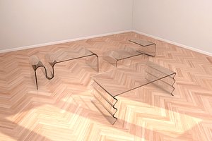 set glass tables 3D model