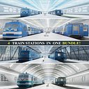 Trains Passenger and Train Stations - 4 Scenes