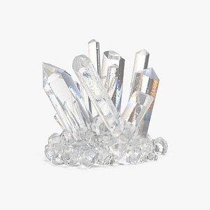 clear quartz crystals 3D