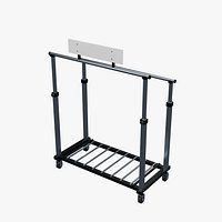 Twin Garment Rack with Retained Casters Shelf and Blank Header