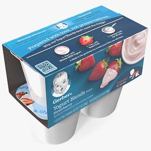 3D model Gerber Strawberry Yogurt Packaging