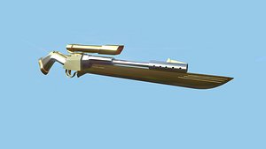 3D Sniper Gunblade 05 Golden Luxury - Character SciFi Design