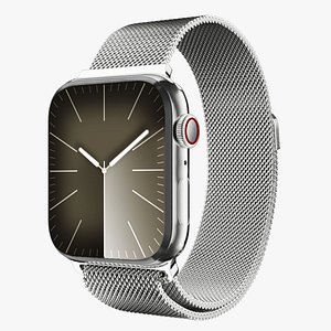 Apple Watch Series 9 Silver Stainless Steel Milanese Loop