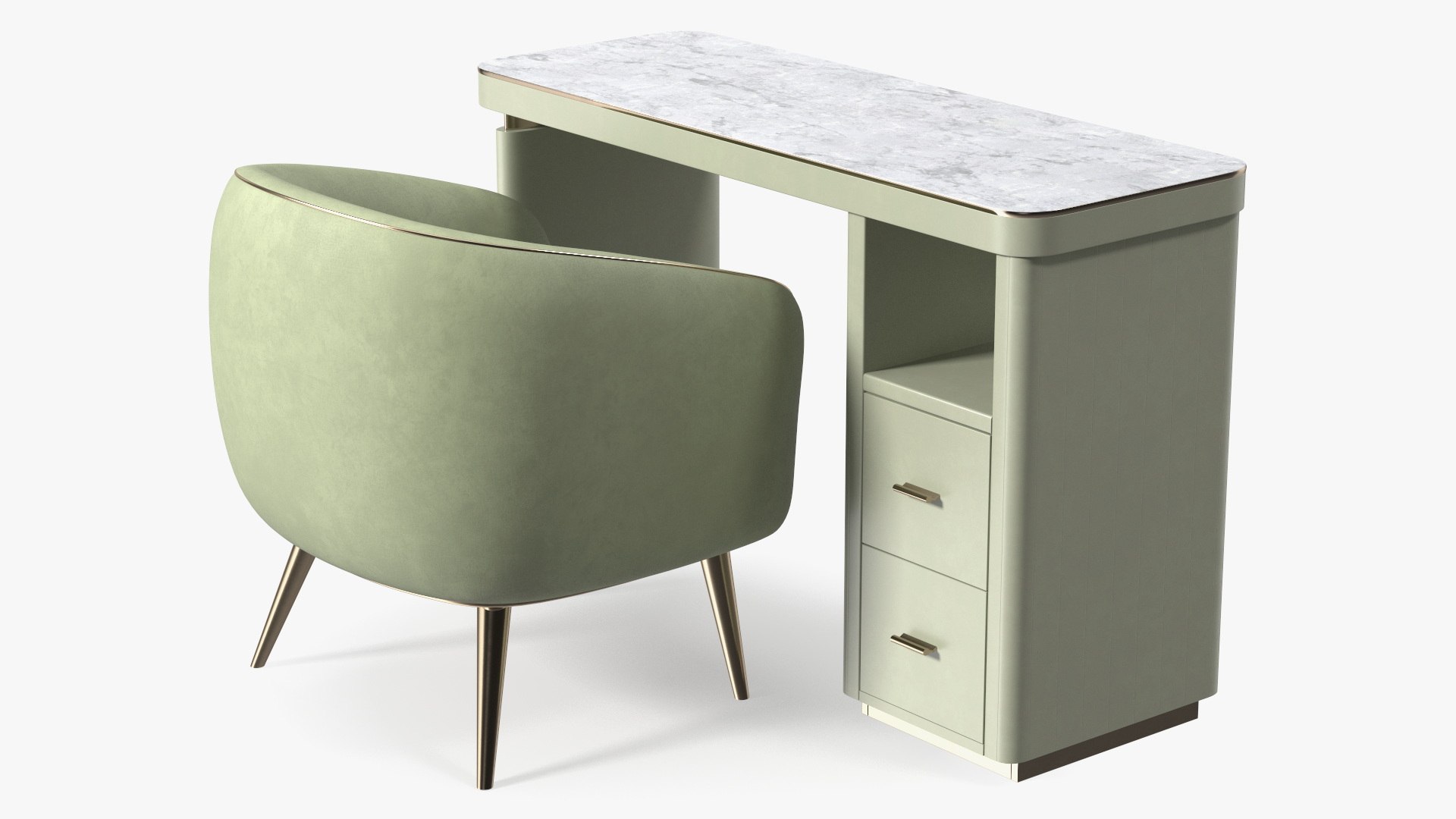 Manicure Table with Chairs 3D model preview