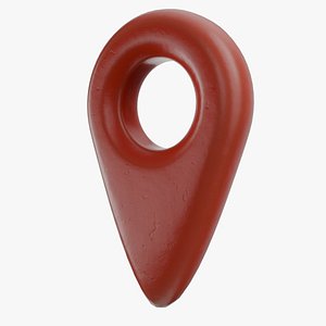 Abstract Red scratched Plastic map marker with a Hole pointer model