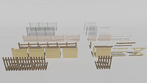 3D Fences Pack - 6 Piece model