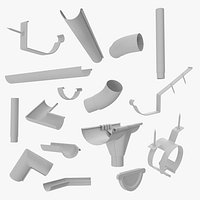 Plastic Rain Gutter System 3D Model