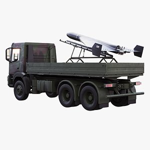 Military Transport Truck with Drone Launcher Geran-2 3D model
