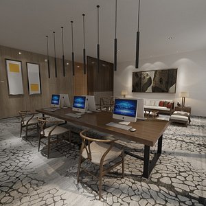 3D Office Room in Traditional Chinese Style model