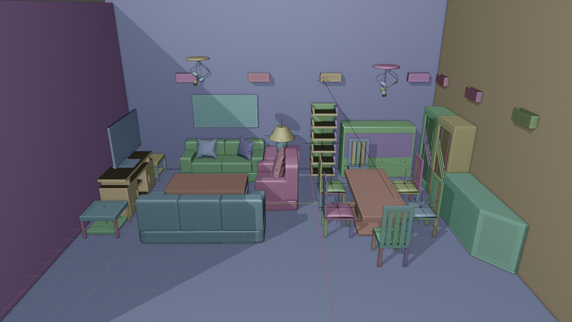 Living Room And Dining Room Furniture Pack Low-poly 3D Model 3D Model ...