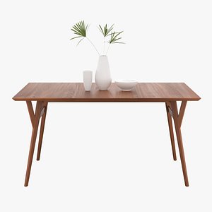 Mid-Century Expandable Dining Table 3D