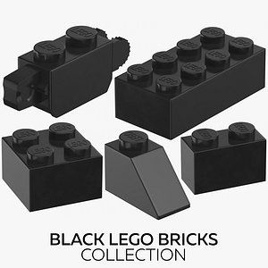 black lego bricks 3D model