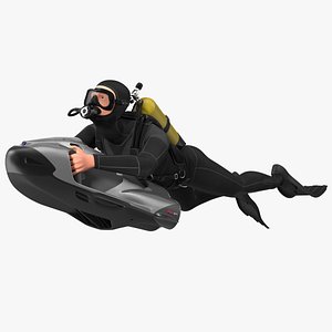 Diver with Seabob F5SR Personal Watercraft 3D model