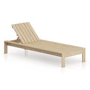 3d model simple wooden sunbed