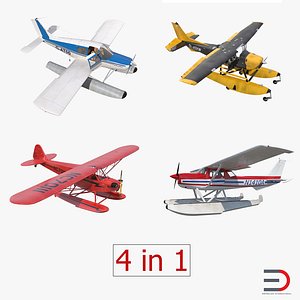 Seaplanes Rigged 3D Models Collection 2