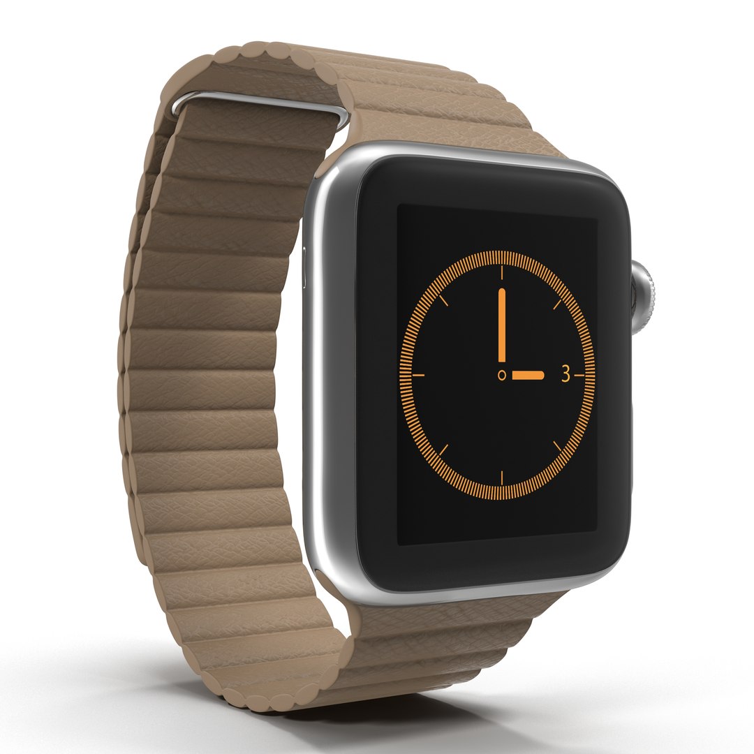 Apple Watch 38mm Magnetic Closure Brown Leather Loop 2 3D Model 3D model preview