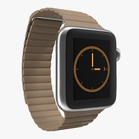 Apple Watch 38mm Magnetic Closure Brown Leather Loop 2 3D Model