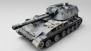 Russian SO-152 2S3 Akatsiya self-propelled gun destroyed by Ukrainian army 3D