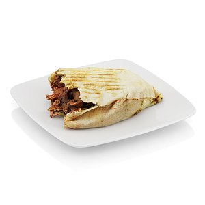 Bitten beef in tortilla