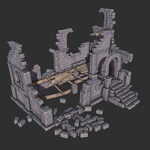 old medieval house ruins 3d model