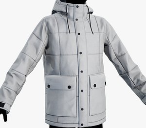 3D White Winter Jacket Style 1 model