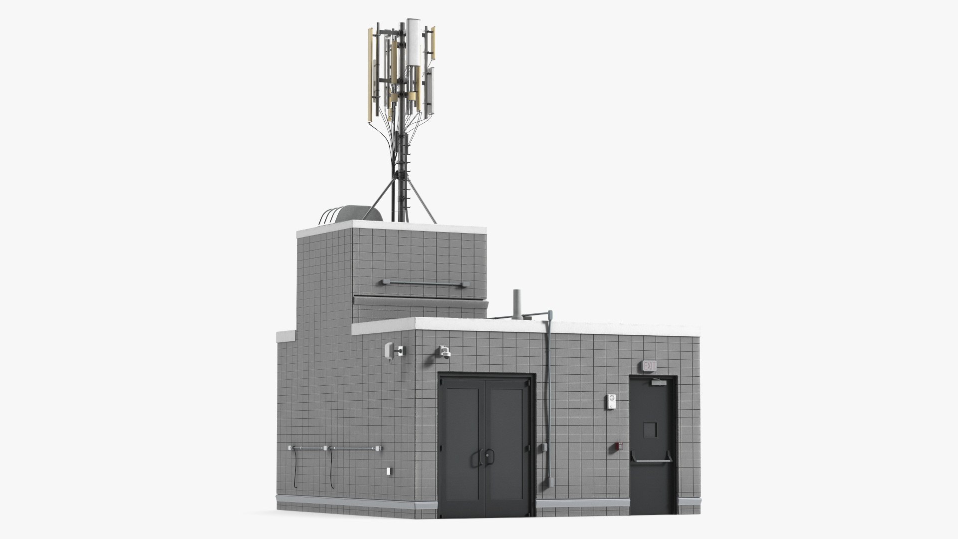 Rooftop Entrance with Network Transmitter 3D model preview