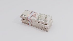 3D model 20 Turkey Turkish lira Currency