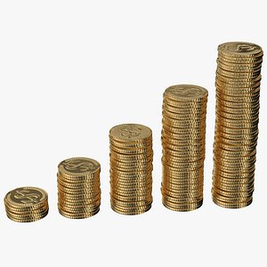 3D model Dollar Coins Growing Stack