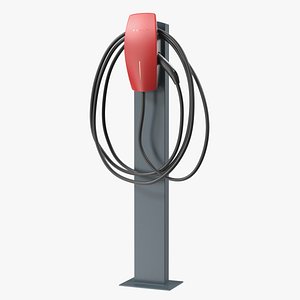 Electric Vehicle Charger Pedestal Mounted Red