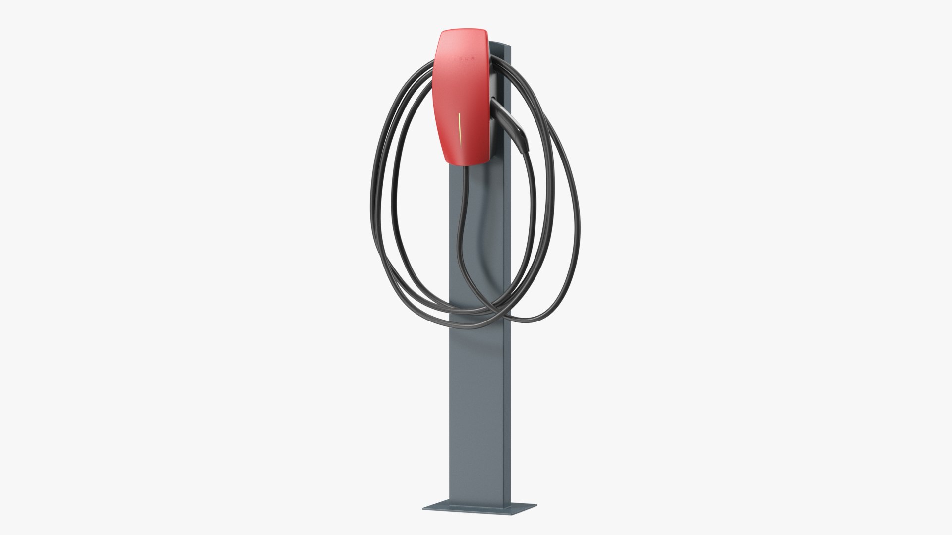 Electric Vehicle Charger Pedestal Mounted Red 3D model preview