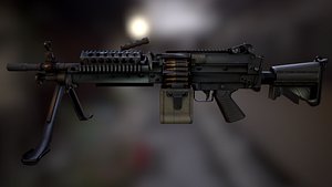 3D M249 PBR Game ready low-poly