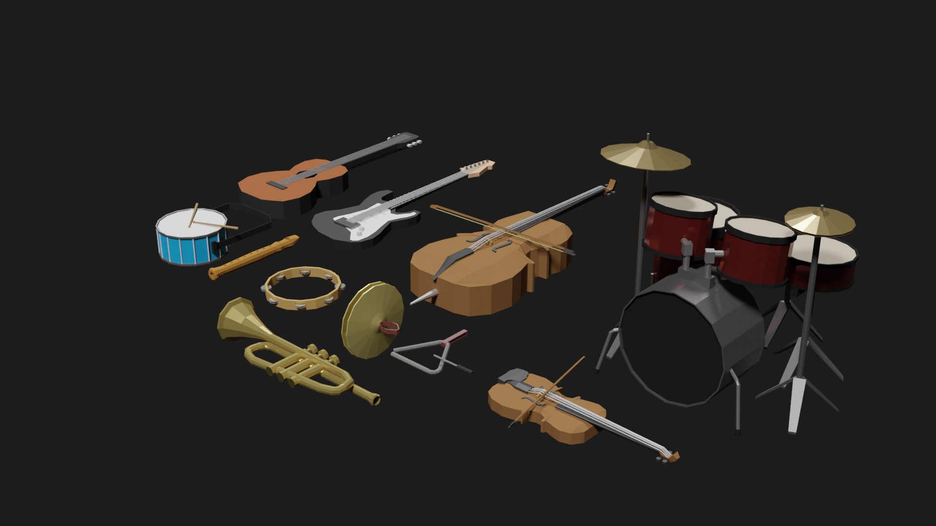 Lowpoly Instrument Set 3D Model - TurboSquid 1865501