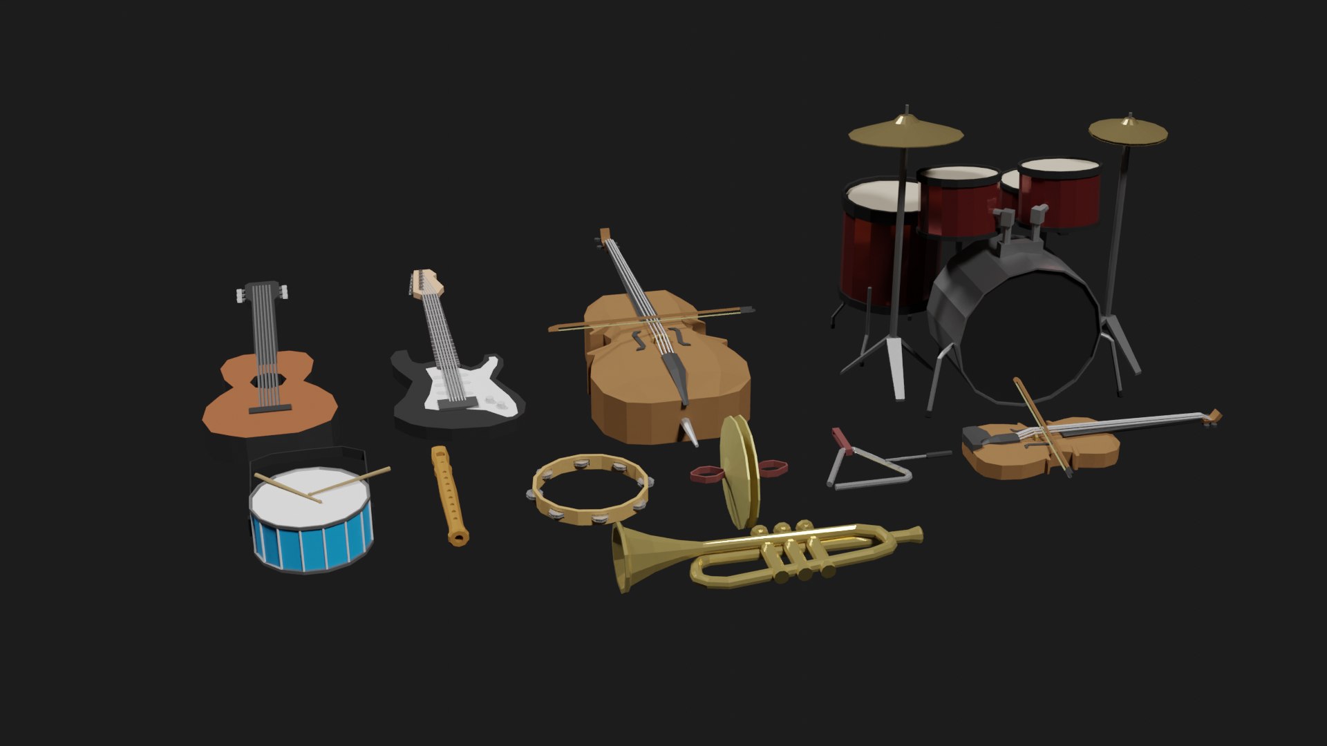 Lowpoly Instrument Set 3D Model - TurboSquid 1865501
