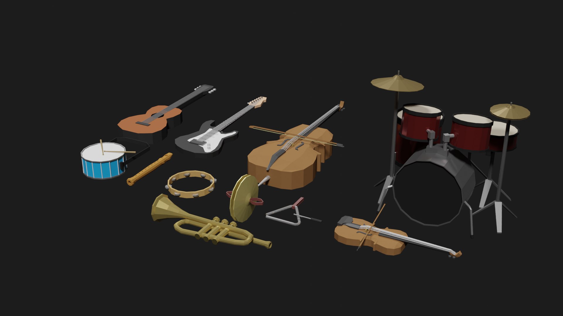 Lowpoly Instrument Set 3D Model - TurboSquid 1865501