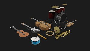 Lowpoly Instrument Set 3D model
