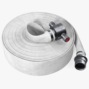 3D Coiled Fire Hose White Canvas model