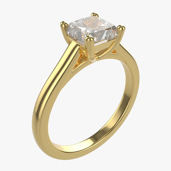 3D Gold Diamond Ring Jewelry 04