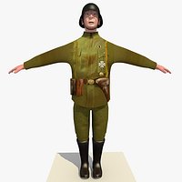 Low Poly WW1 German Lieutenant Soldier