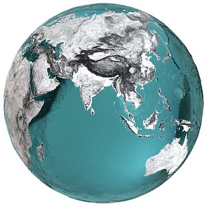 Earth Water 3D Globe Contours 3D model