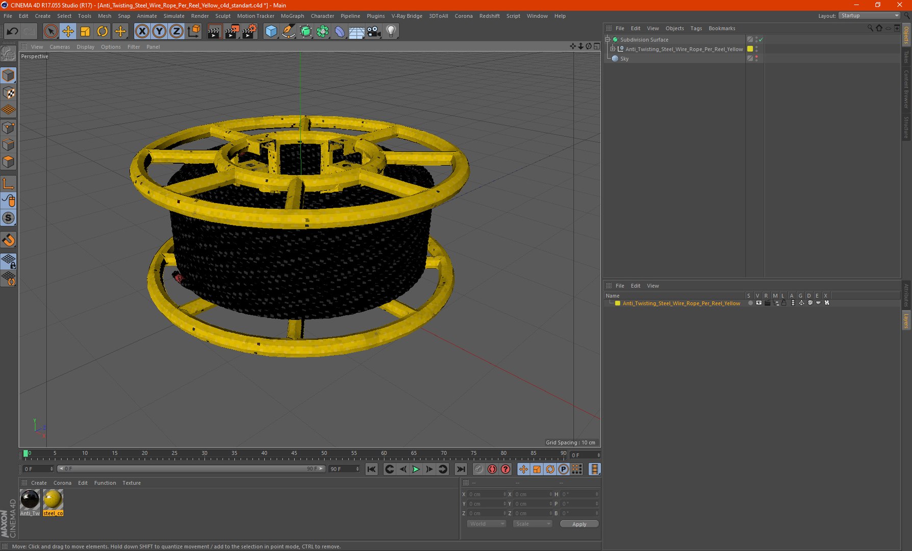 3D Model Anti Twisting Steel Wire Rope Per Reel Yellow - TurboSquid 2049100