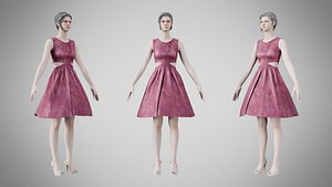 Dress 33 Dusty Rose Velvet 3D model