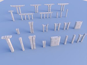 Modular Stone Torii Gate Kit 3D model