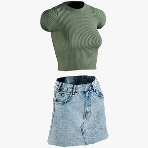 3D realistic skirt tshirt